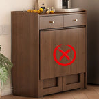 Space-Saving Brown 2-Drawer Wood Buffet Table Sliding Doors