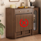Space-Saving Brown 2-Drawer Wood Buffet Table Sliding Doors