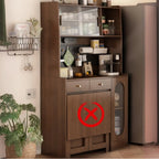 Space-Saving Brown 2-Drawer Wood Buffet Table Sliding Doors