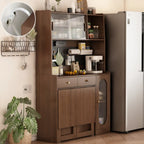 Space-Saving Brown 2-Drawer Wood Buffet Table Sliding Doors
