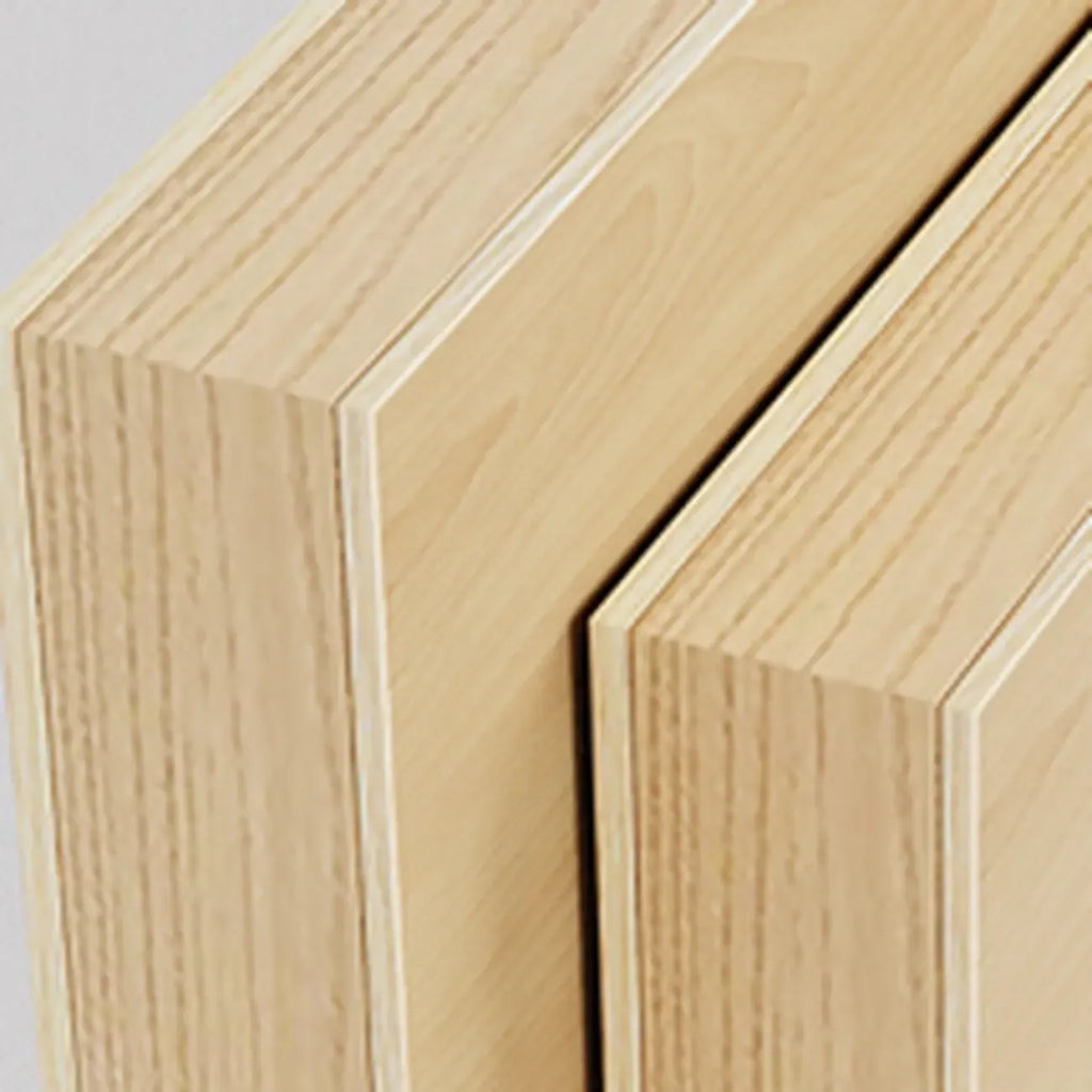 Space-Saving Brown 2-Drawer Wood Buffet Table Sliding Doors