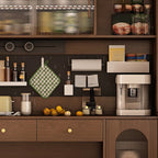 Space-Saving Brown 2-Drawer Wood Buffet Table Sliding Doors