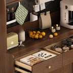 Space-Saving Brown 2-Drawer Wood Buffet Table Sliding Doors