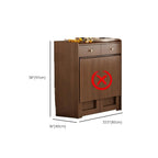 Space-Saving Brown 2-Drawer Wood Buffet Table Sliding Doors