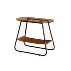 Brown Glass Top Oval Metal Frame Storage Side Table