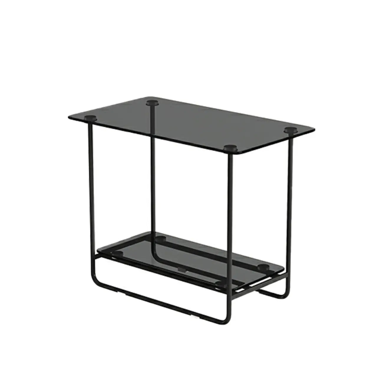 Brown Glass Top Oval Metal Frame Storage Side Table