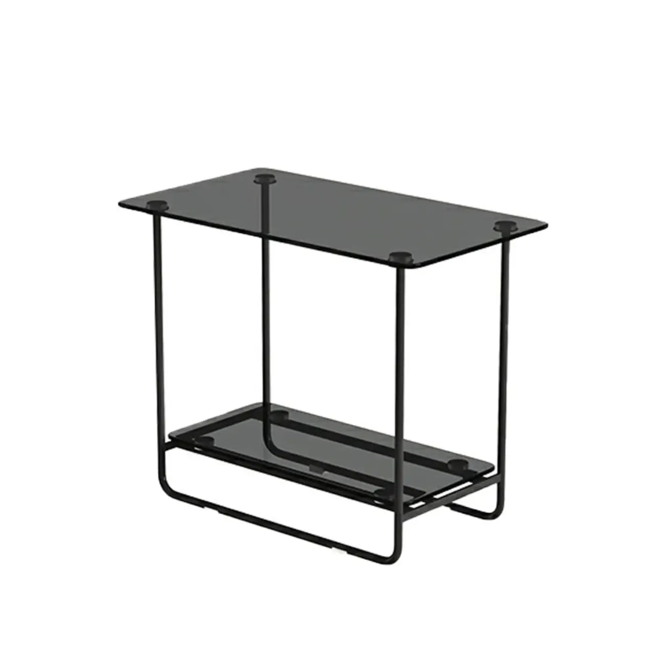 Brown Glass Top Oval Metal Frame Storage Side Table
