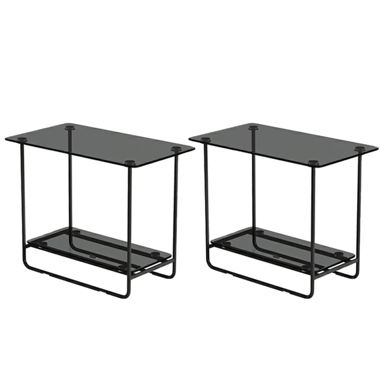 Brown Glass Top Oval Metal Frame Storage Side Table