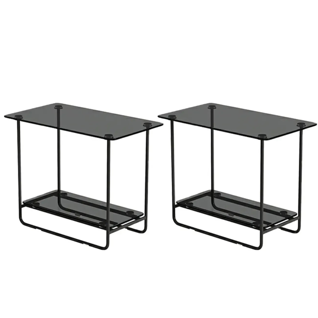 Brown Glass Top Oval Metal Frame Storage Side Table