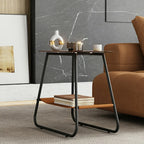 Brown Glass Top Oval Metal Frame Storage Side Table