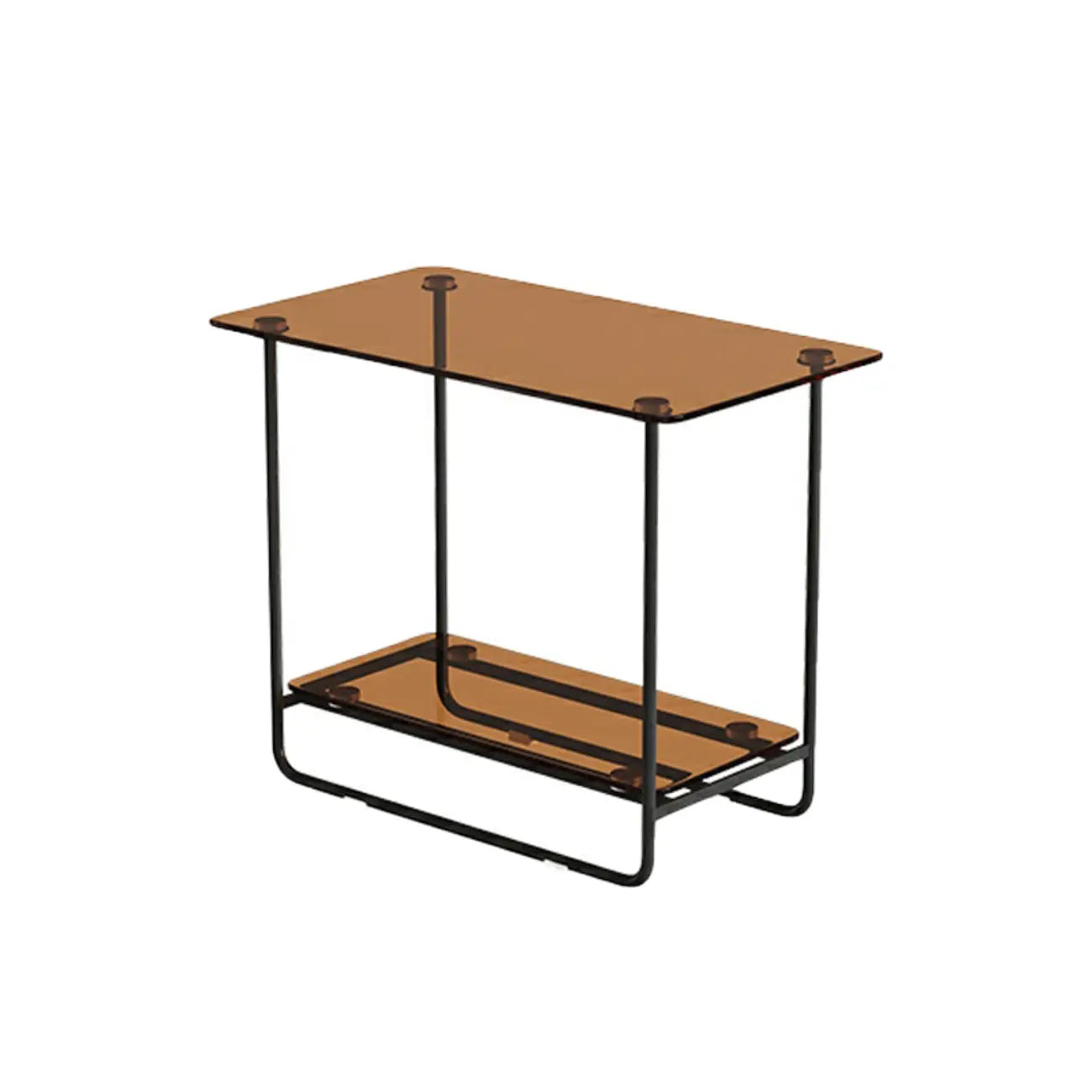 Brown Glass Top Oval Metal Frame Storage Side Table