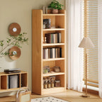 Durable Brown Wooden Vertical Open Storage 5-Shelf Bookcase