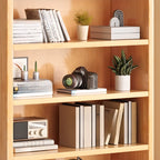Durable Brown Wooden Vertical Open Storage 5-Shelf Bookcase