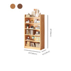Durable Brown Wooden Vertical Open Storage 5-Shelf Bookcase
