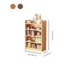 Durable Brown Wooden Vertical Open Storage 5-Shelf Bookcase
