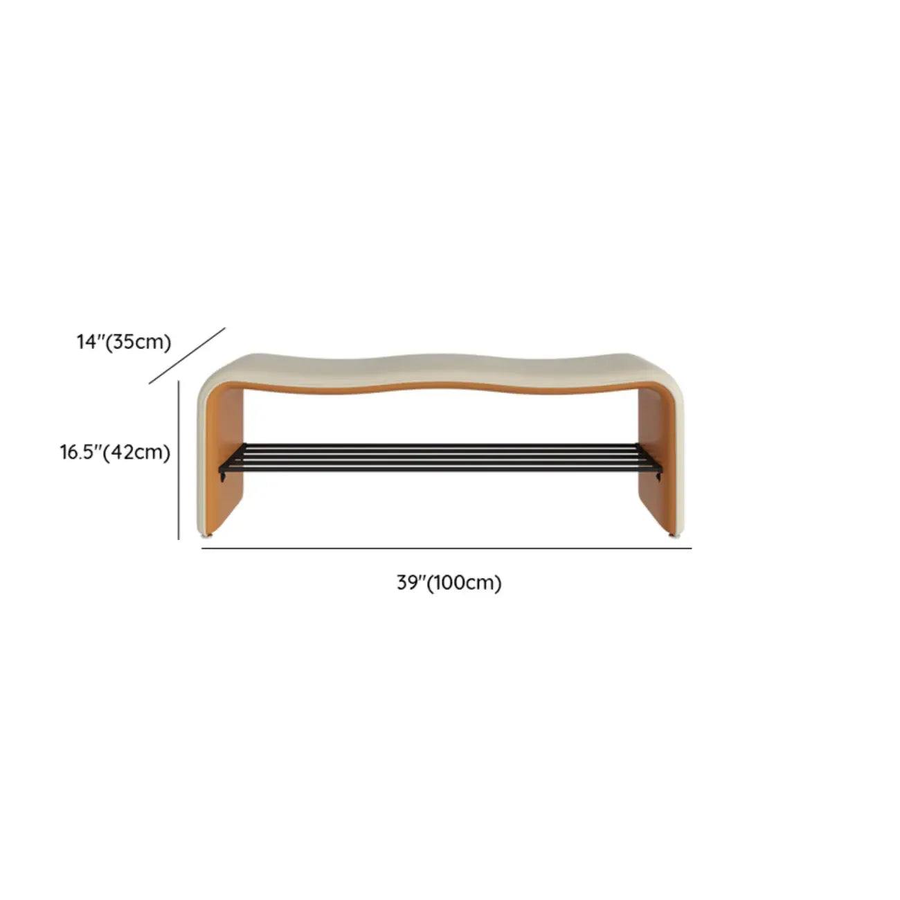 2-Seat Upholstered Metal Solid Color Storage Entryway Bench