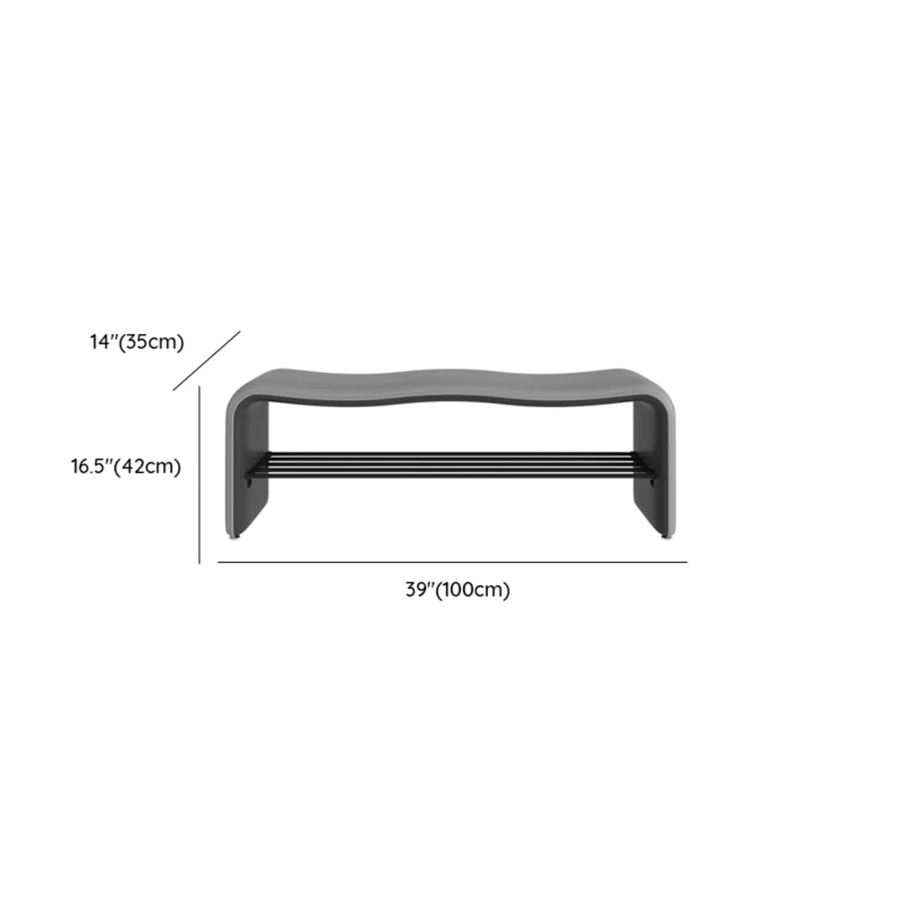 2-Seat Upholstered Metal Solid Color Storage Entryway Bench