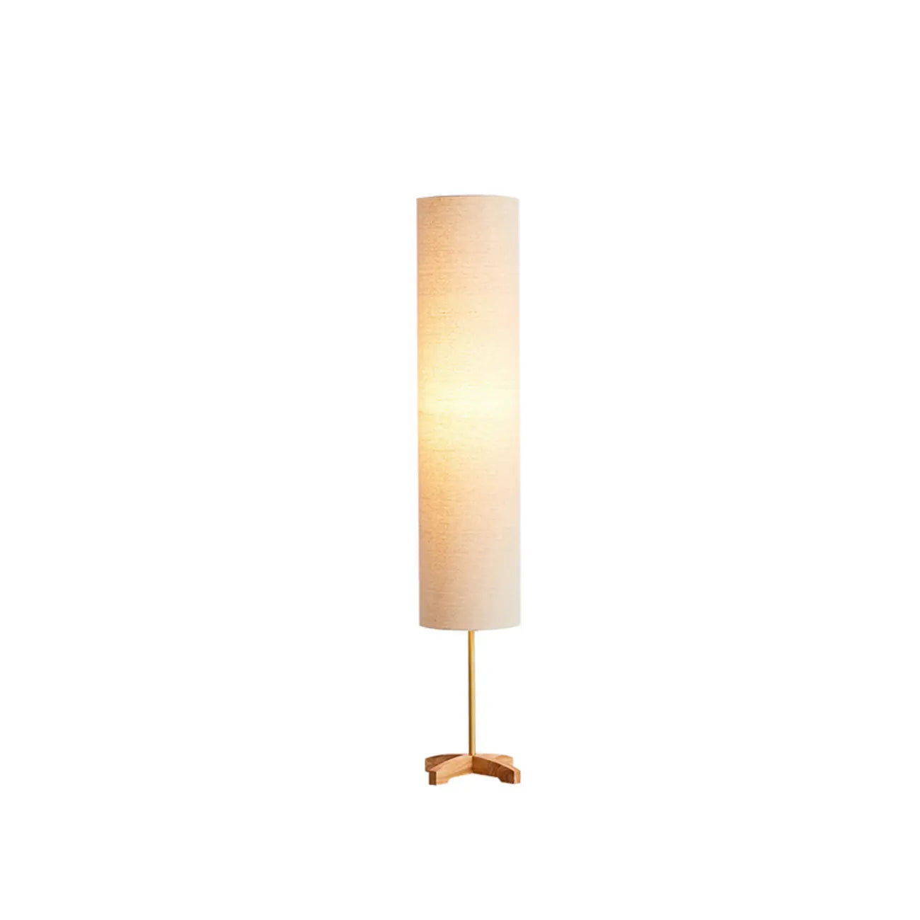 Cylinder Wood Task Floor Lamp in Fabric Shade for Bedroom