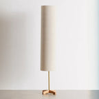 Cylinder Wood Task Floor Lamp in Fabric Shade for Bedroom