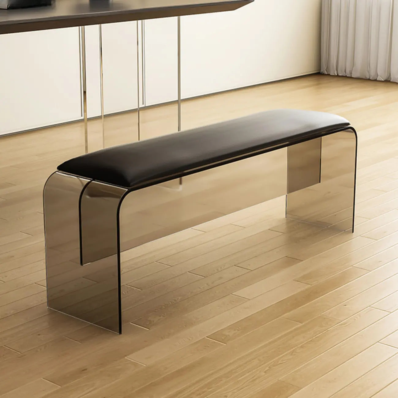 Acrylic Black Upholstered Bedroom Bench
