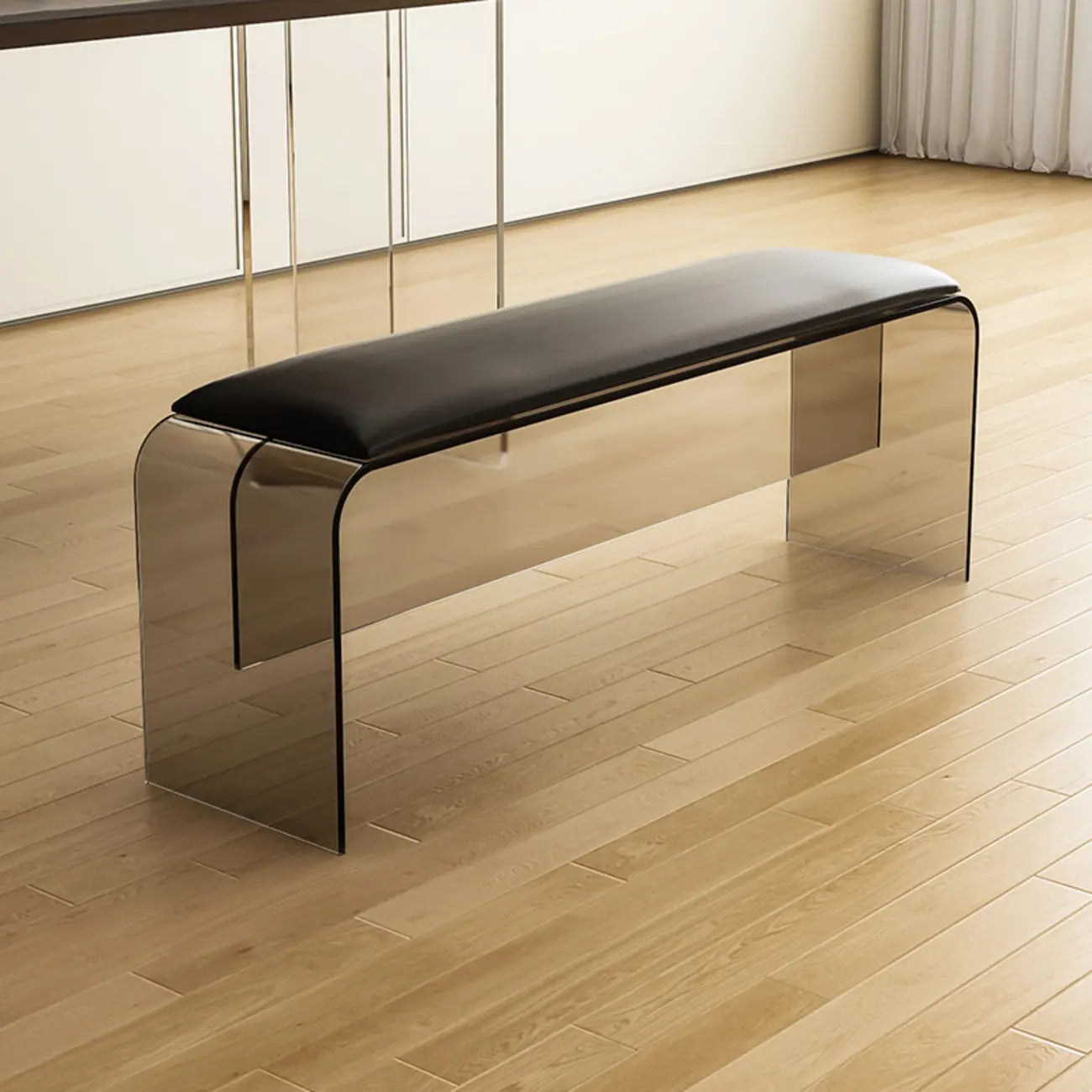 Acrylic Black Upholstered Bedroom Bench