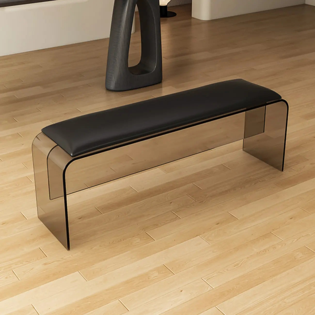 Acrylic Black Upholstered Bedroom Bench