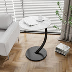 Modern Wood Round Top Triangular Silver Side Table