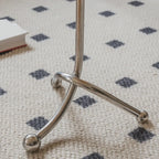Modern Wood Round Top Triangular Silver Side Table