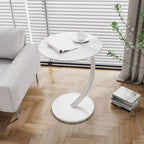 Modern Wood Round Top Triangular Silver Side Table