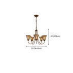 6 Lights Modern Amber Flower Glass Chandelier