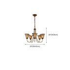 6 Lights Modern Amber Flower Glass Chandelier