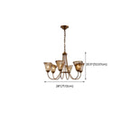 6 Lights Modern Amber Flower Glass Chandelier