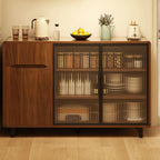 Casual Brown Wood Sideboard with Glass Doors