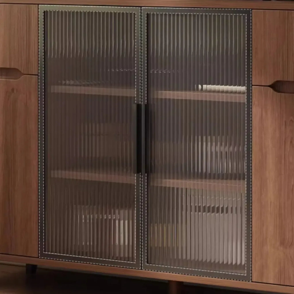 Casual Brown Wood Sideboard with Glass Doors