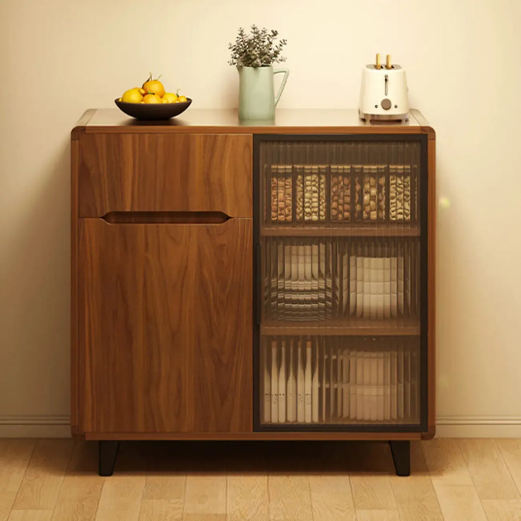 Casual Brown Wood Sideboard with Glass Doors