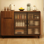 Casual Brown Wood Sideboard with Glass Doors
