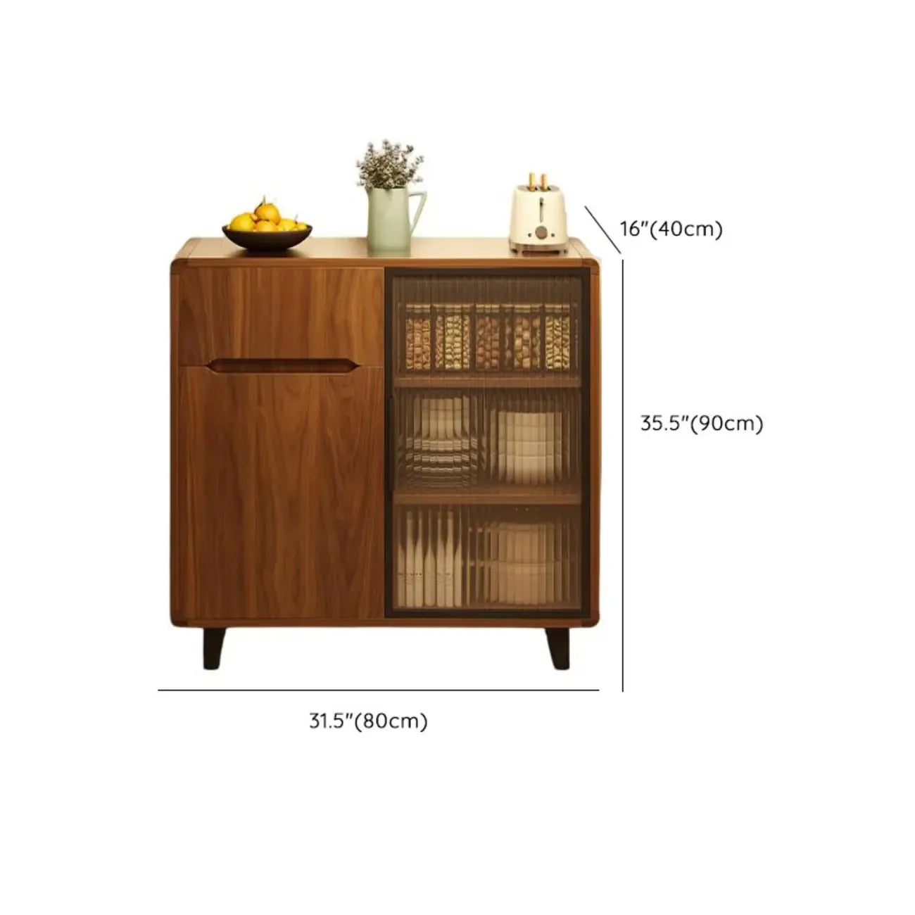 Casual Brown Wood Sideboard with Glass Doors