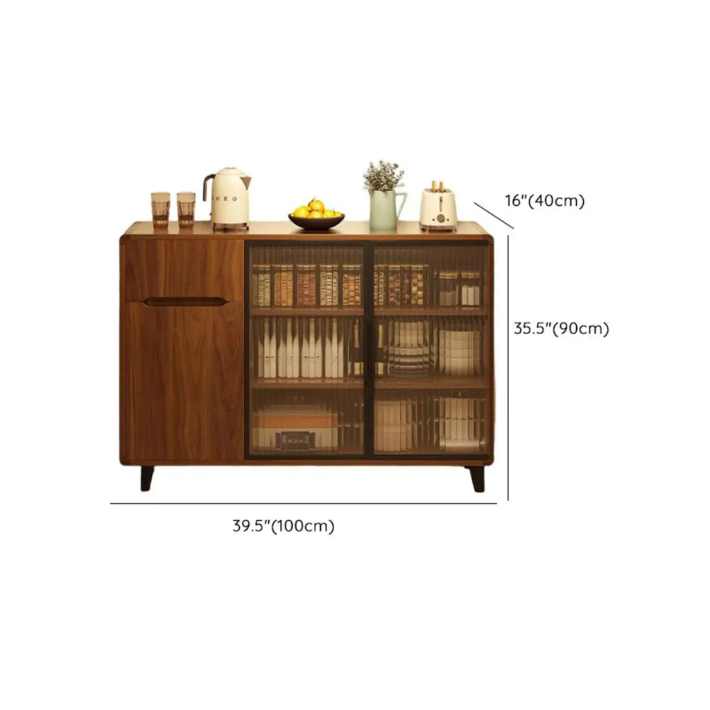Casual Brown Wood Sideboard with Glass Doors