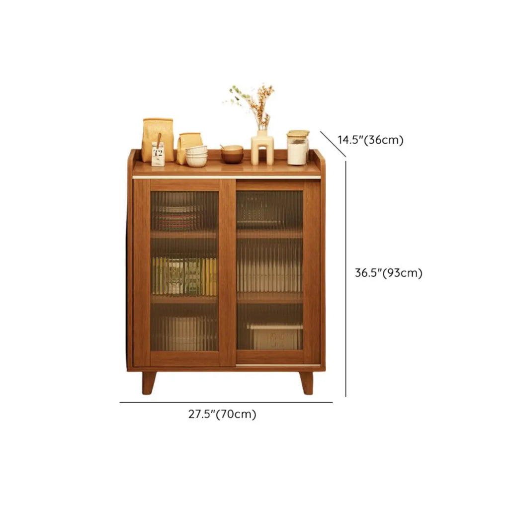 Casual Brown Wood Sideboard with Glass Doors