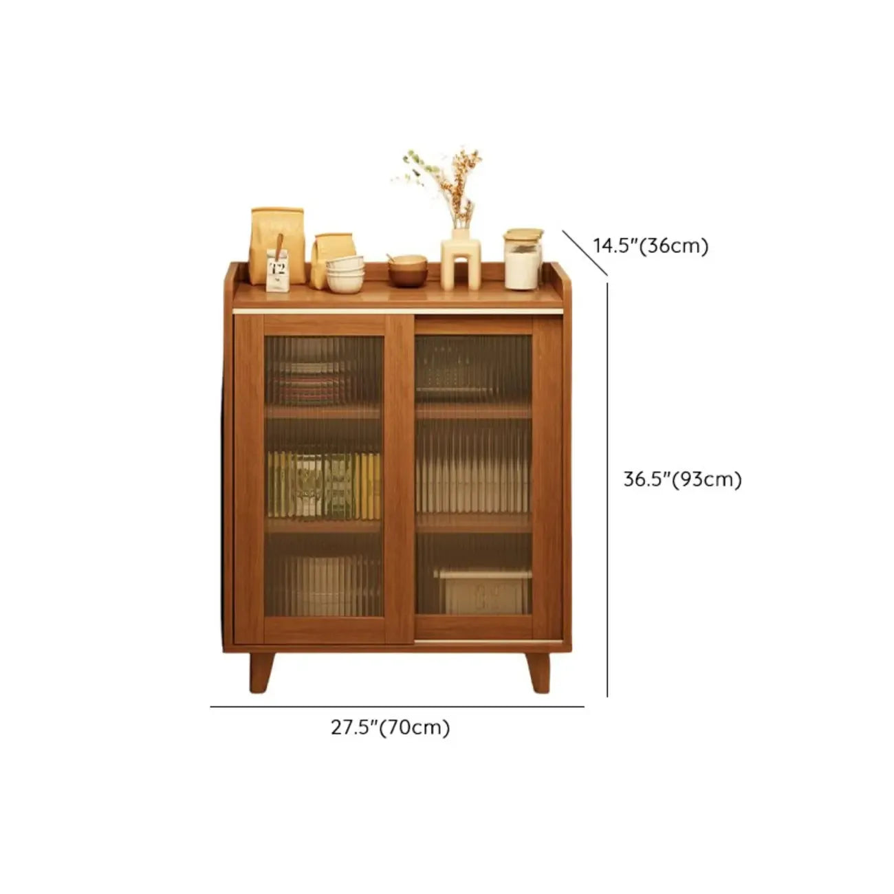 Casual Brown Wood Sideboard with Glass Doors