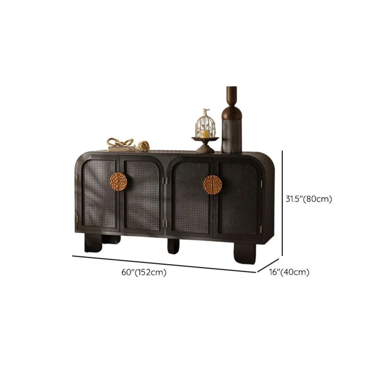 Charcoal Black Casual Storage Sideboard with Drawers