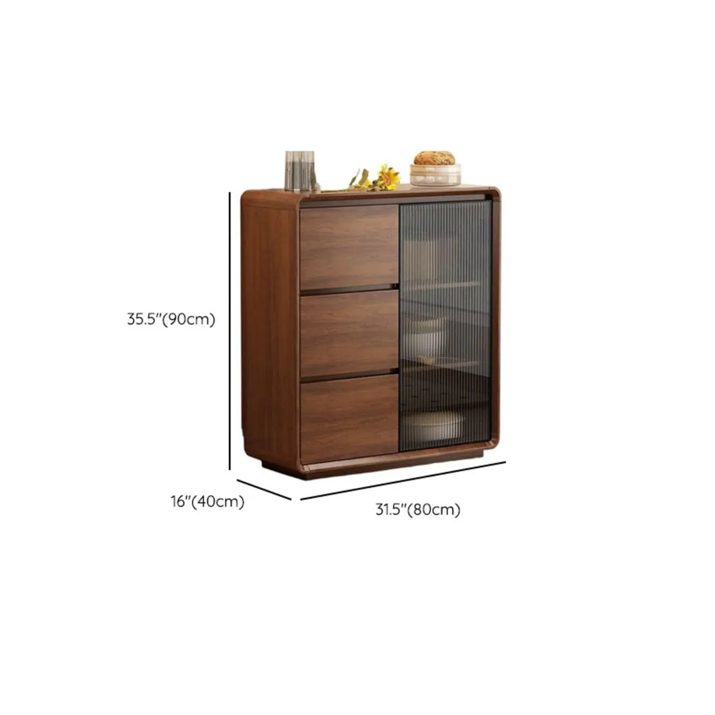 Casual Espresso Wood Sideboard with Drawers