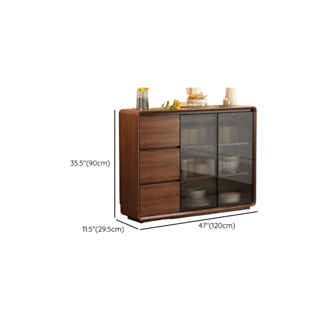 Casual Espresso Wood Sideboard with Drawers