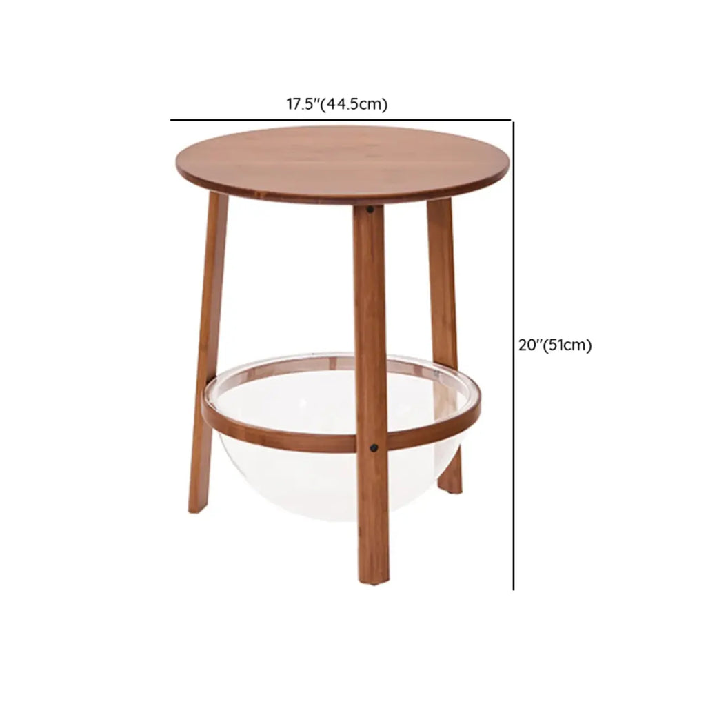 Walnut Round Wood Tripod Base Storage Ring End Table