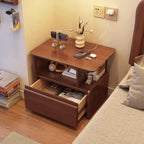 Classic Wooden Nut-Brown Nightstand with Drawer & Shelf