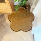 Classic Brown-White Wood Round Pedestal Chairside Table