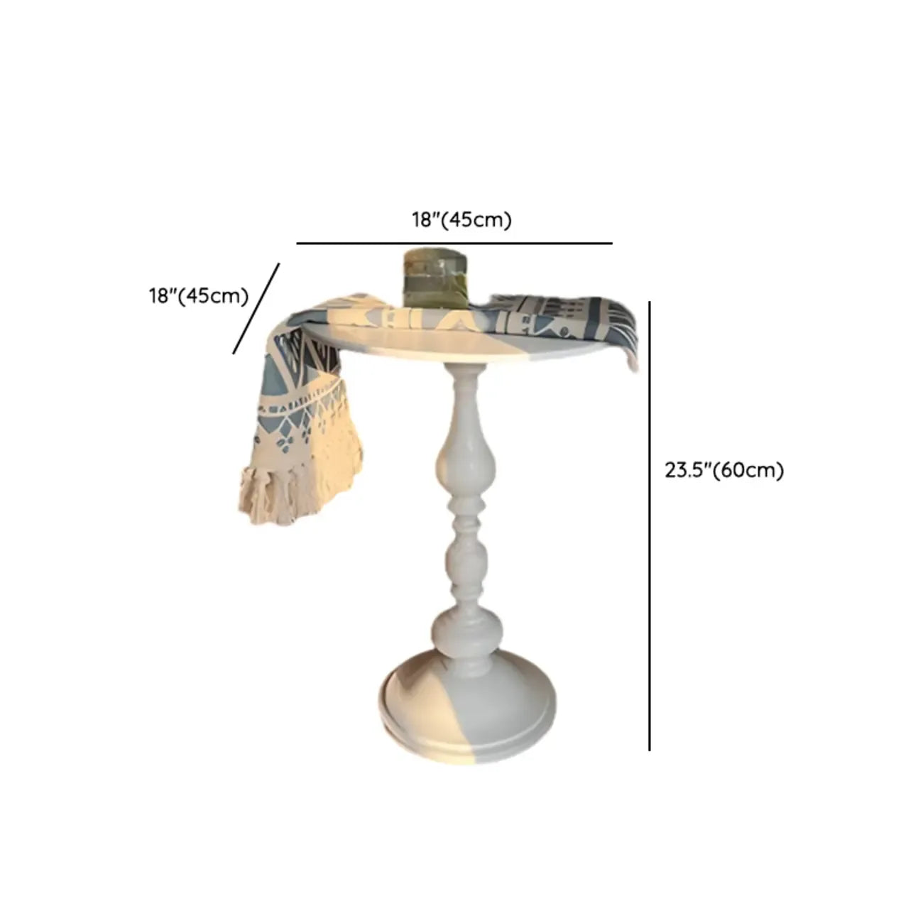 Classic Brown-White Wood Round Pedestal Chairside Table