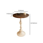 Classic Brown-White Wood Round Pedestal Chairside Table