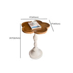 Classic Brown-White Wood Round Pedestal Chairside Table
