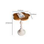 Classic Brown-White Wood Round Pedestal Chairside Table